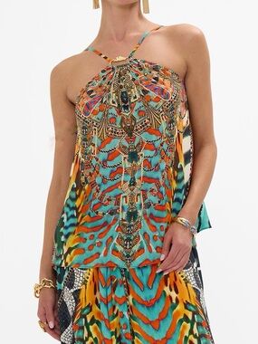 CAMILLA Desert Visions Gather Neck Hardware Top Boho Jewel Size XS NWT